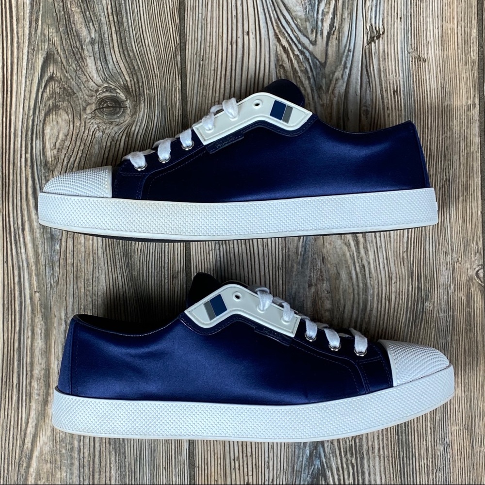 COPY - Prada Satin Low Top Textured Cap Platform Sneakers - Picture 12 of 14